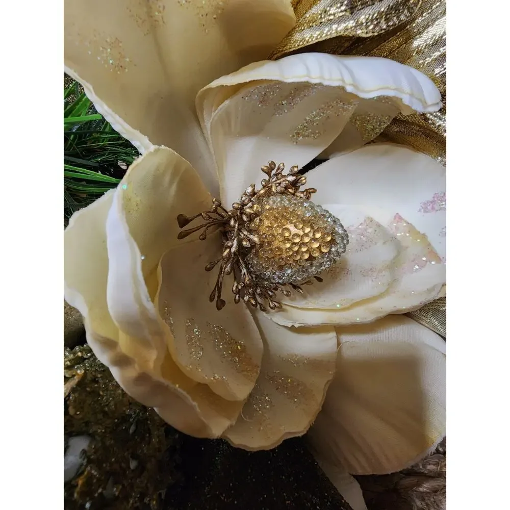 Wreath Christmas Angel Cherub Gold 25